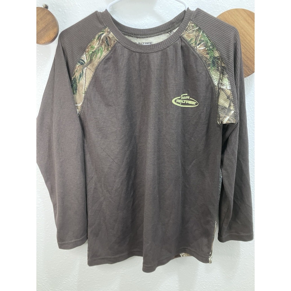 Realtree Boys Size XL 14/16 Camo Brown Long Sleeve Shirt Waffle Knit